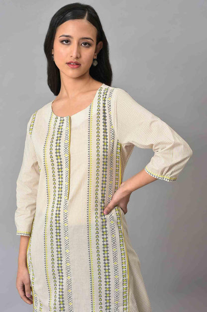 W for Woman Ecru Misdent Printed Summer kurta