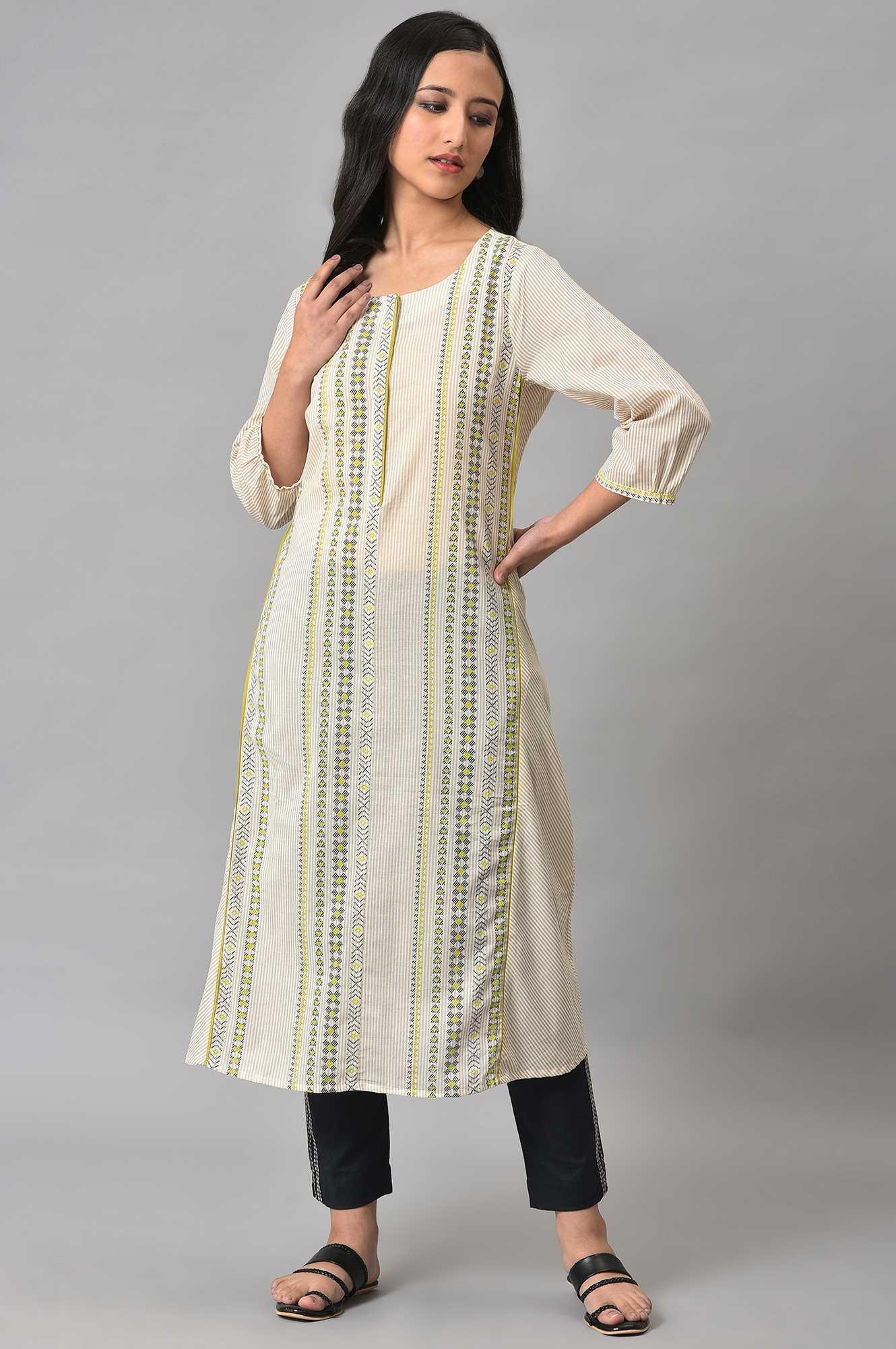 W for Woman Ecru Misdent Printed Summer kurta
