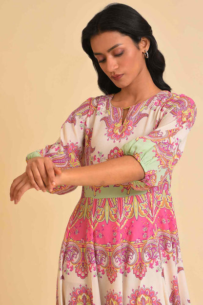 W for Woman Soft Multi-Coloured Paisley Printed Panelled Dress