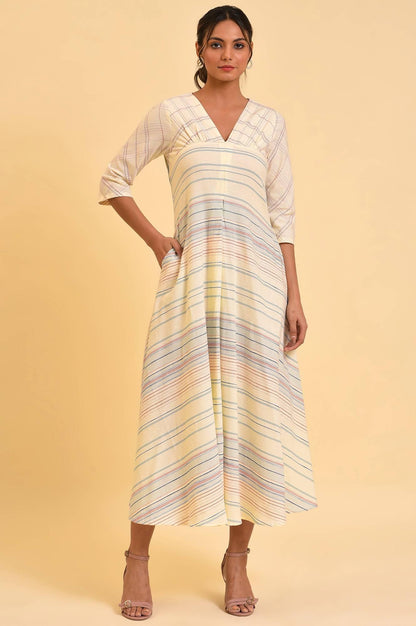 W for Woman Ecru Summer Maxi Dress With Stylized Back
