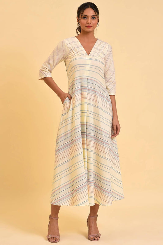W for Woman Ecru Summer Maxi Dress With Stylized Back