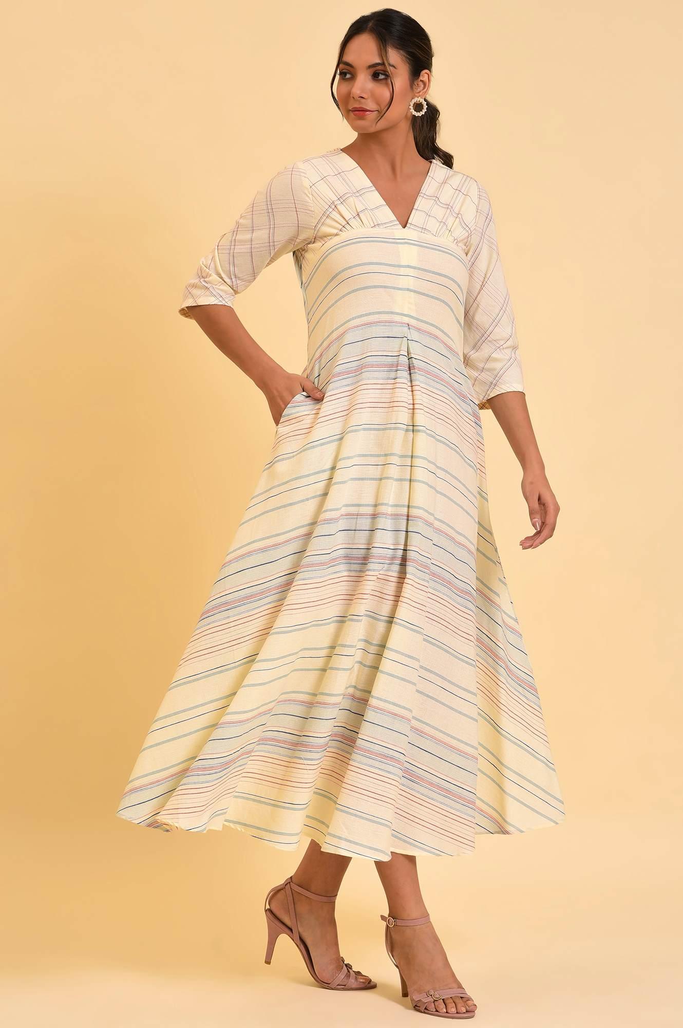 W for Woman Ecru Summer Maxi Dress With Stylized Back