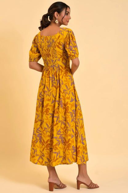 W for Woman Yellow Pleated Long Summer Maxi Dress
