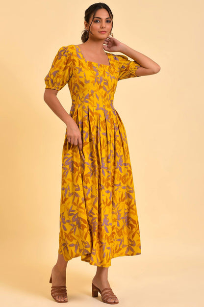 W for Woman Yellow Pleated Long Summer Maxi Dress