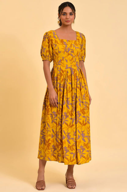 W for Woman Yellow Pleated Long Summer Maxi Dress