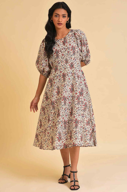W for Woman Ecru Floral Printed Midi Dress