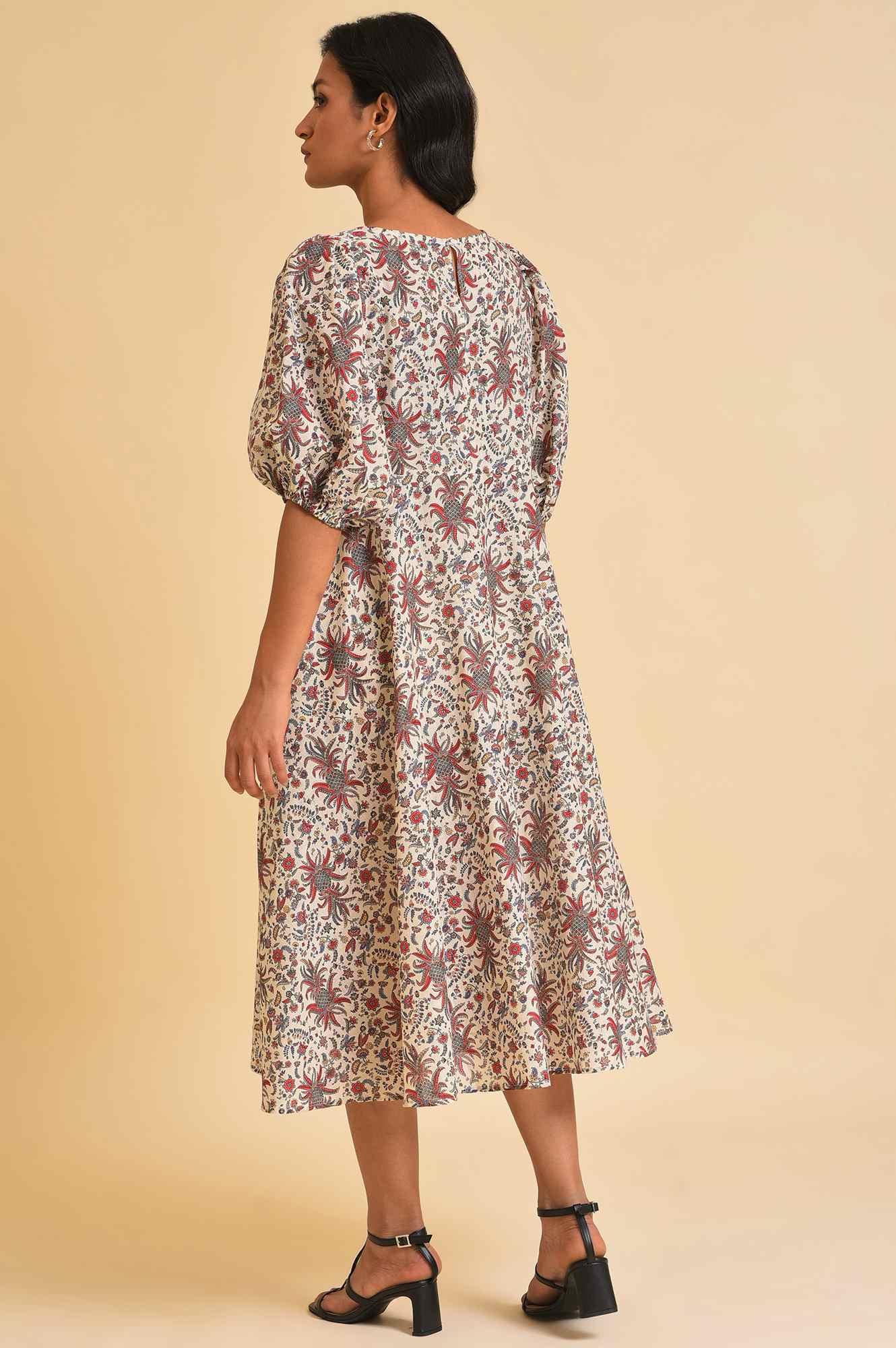 W for Woman Ecru Floral Printed Midi Dress