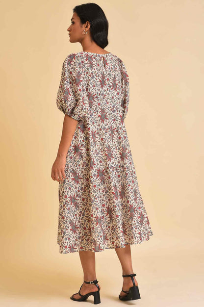 W for Woman Ecru Floral Printed Midi Dress