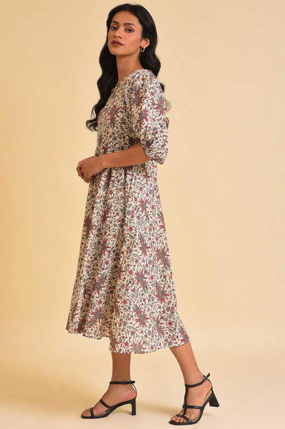 W for Woman Ecru Floral Printed Midi Dress