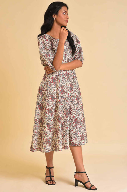 W for Woman Ecru Floral Printed Midi Dress