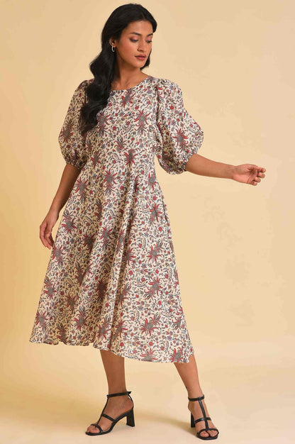 W for Woman Ecru Floral Printed Midi Dress