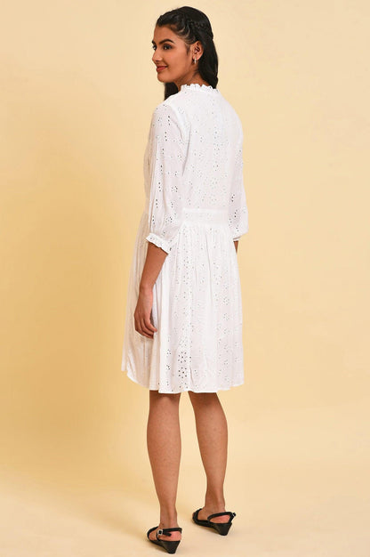 W for Woman White Schiffli Summer Dress
