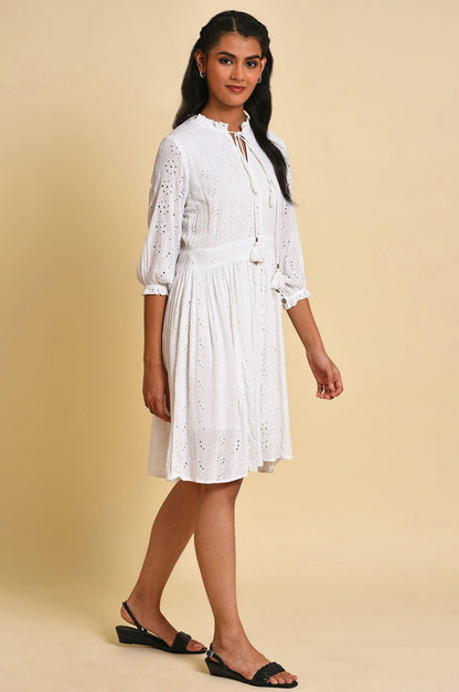 W for Woman White Schiffli Summer Dress