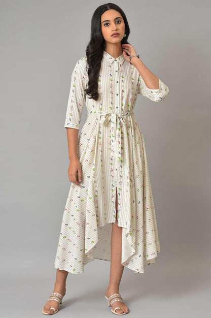 W for Woman Ecru Printed Summer Shirt Dress