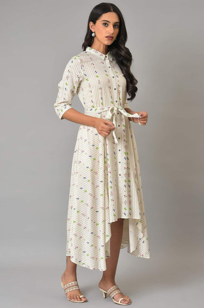 W for Woman Ecru Printed Summer Shirt Dress