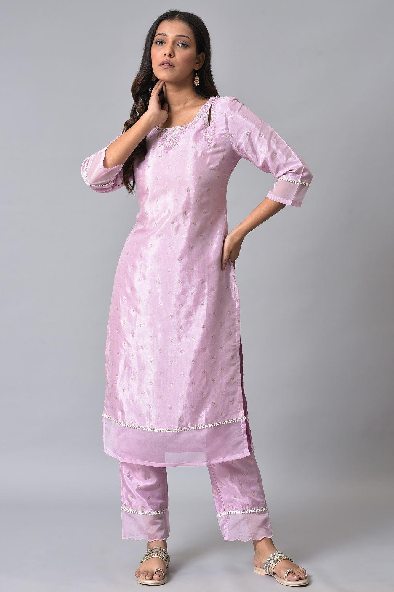 W for Woman Light Purple Embroidered kurta