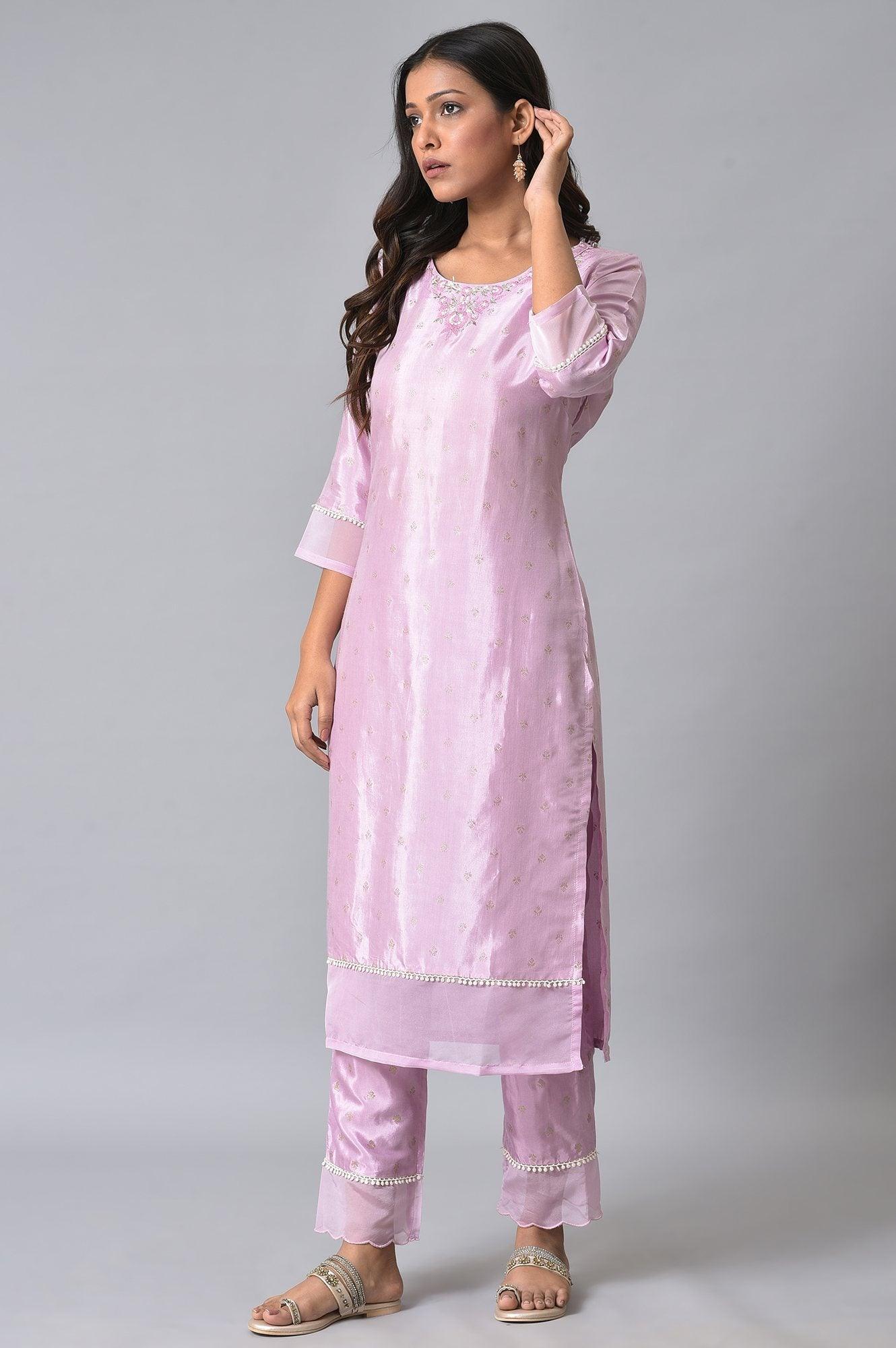W for Woman Light Purple Embroidered kurta
