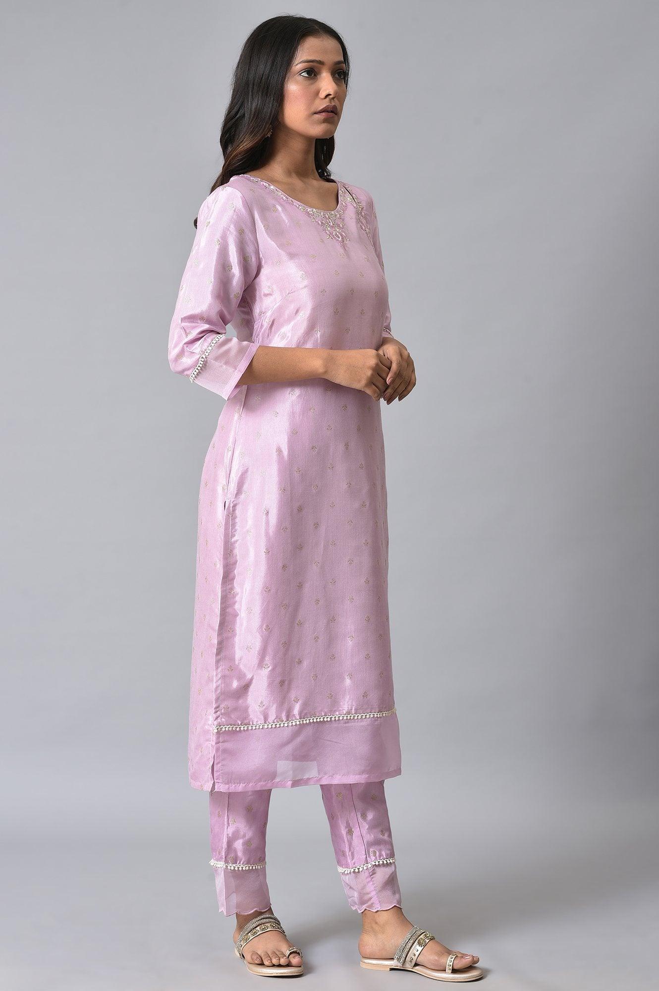 W for Woman Light Purple Embroidered kurta