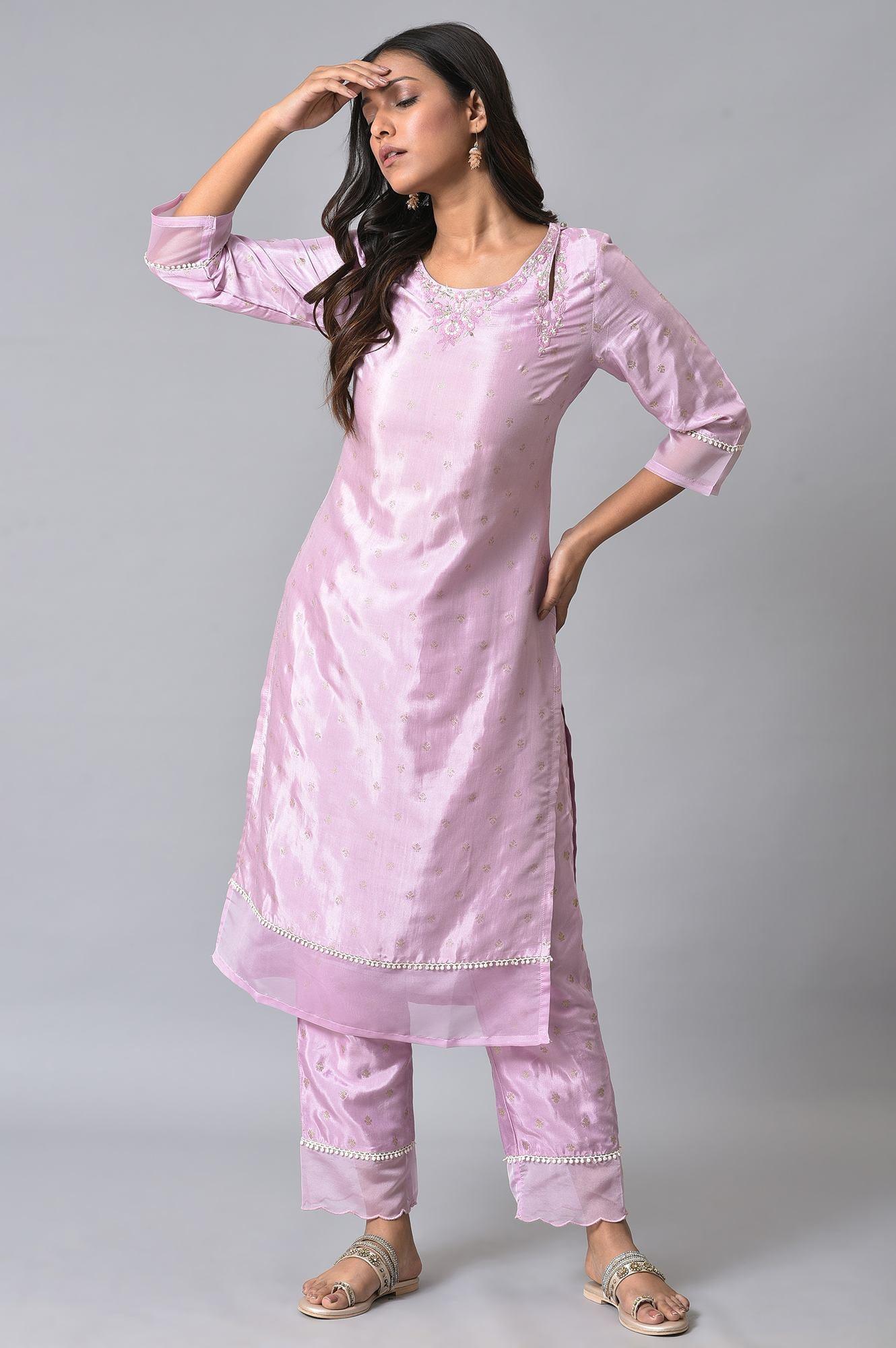 W for Woman Light Purple Embroidered kurta
