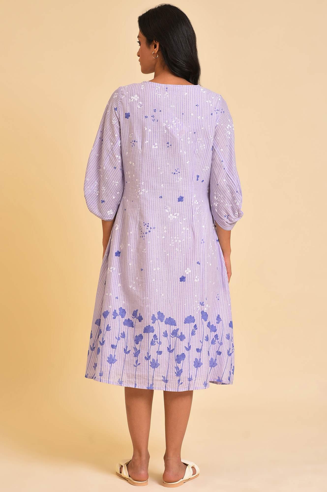 W for Woman Light Puple Printed Vacay Dress