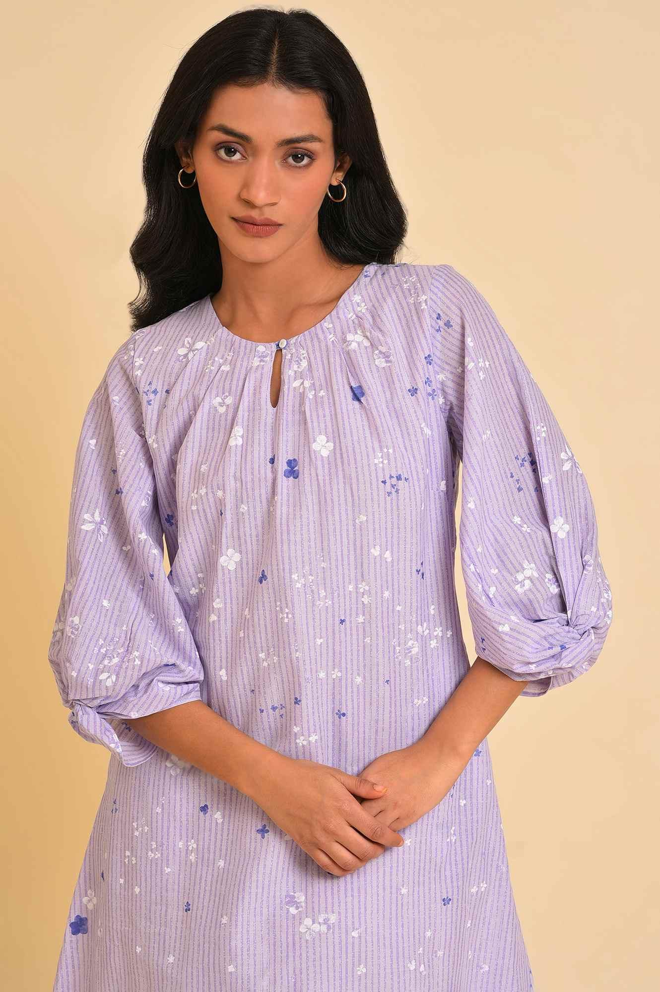 W for Woman Light Puple Printed Vacay Dress