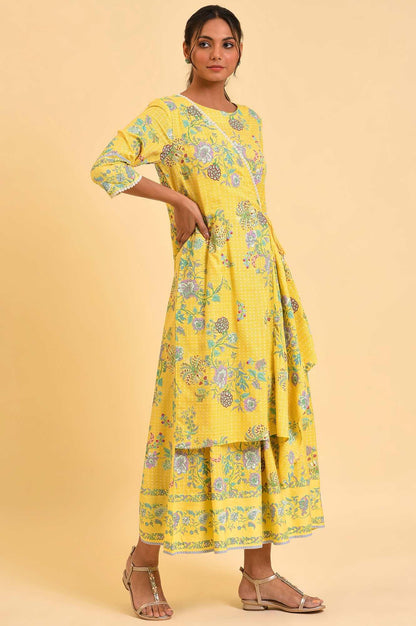 W for Woman Yellow Printed Angrakha Jumpsuit