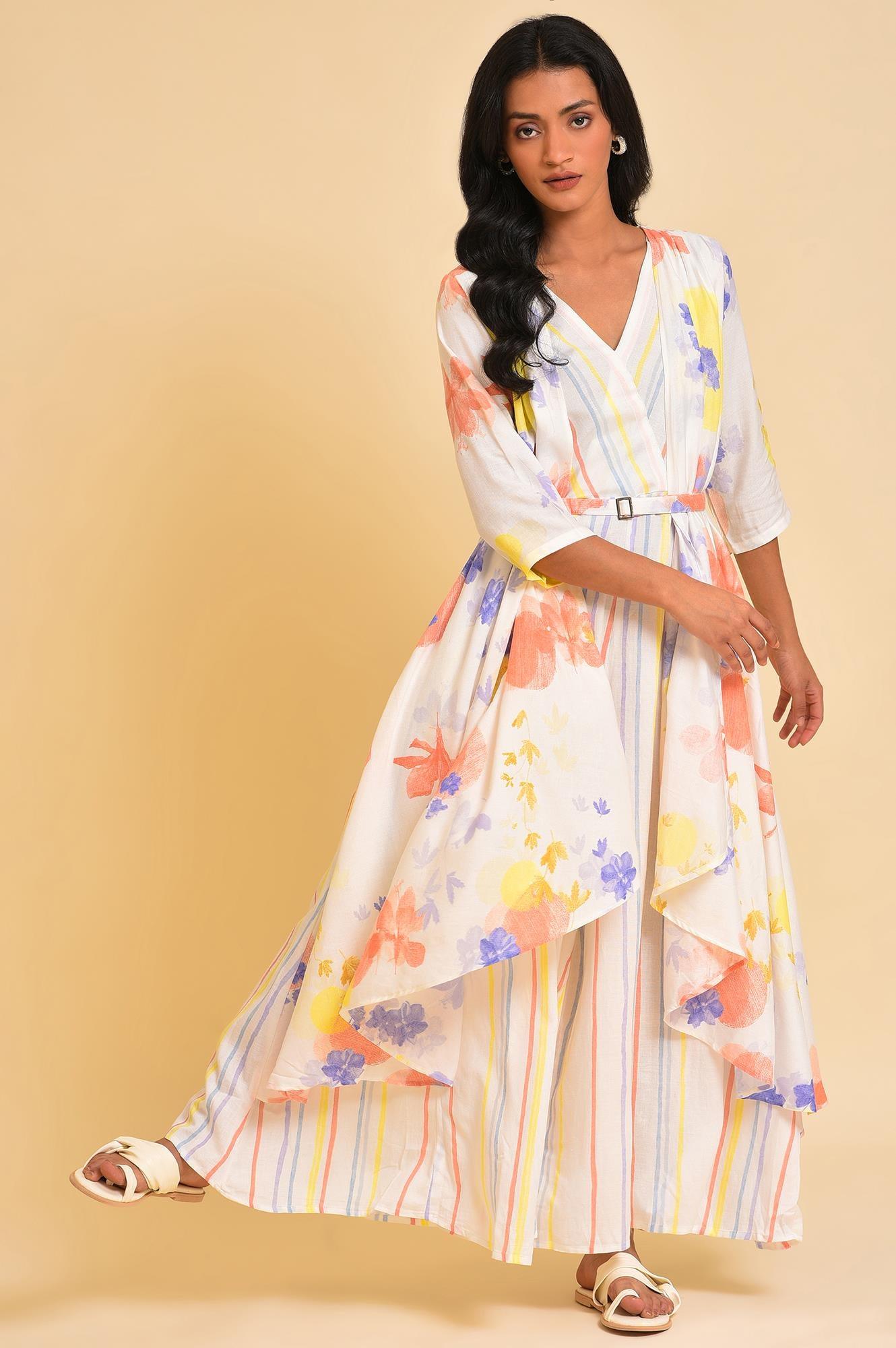 W for Woman Ecru Print Mix Jumpsuit