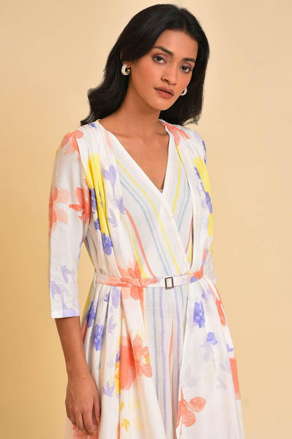 W for Woman Ecru Print Mix Jumpsuit