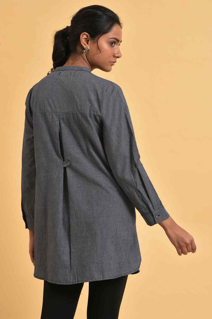 W for Woman Grey Checker Embroidered Western Tunic