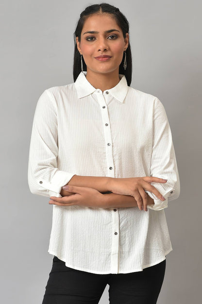 W for Woman Ecru Shirt Collar Top