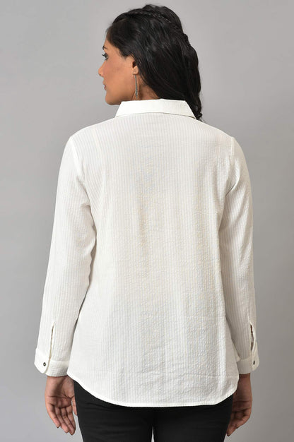 W for Woman Ecru Shirt Collar Top