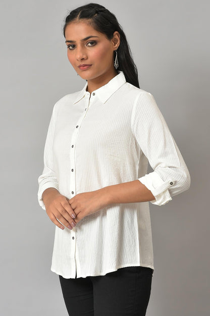 W for Woman Ecru Shirt Collar Top