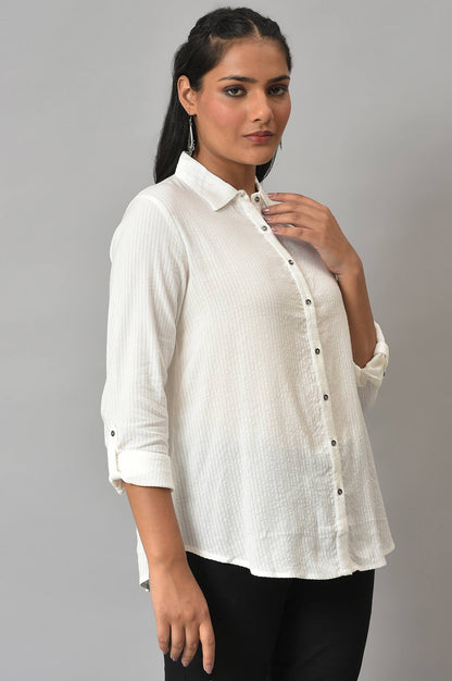 W for Woman Ecru Shirt Collar Top