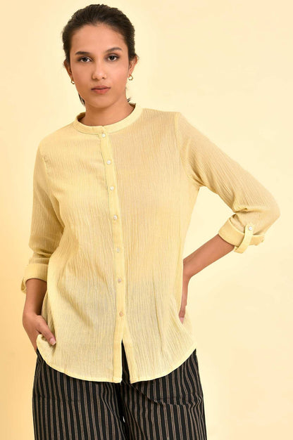 W for Woman Yellow Mandarin Collar Top