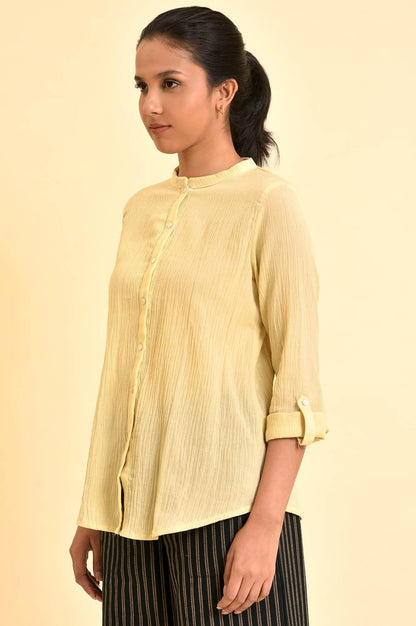 W for Woman Yellow Mandarin Collar Top