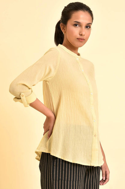W for Woman Yellow Mandarin Collar Top