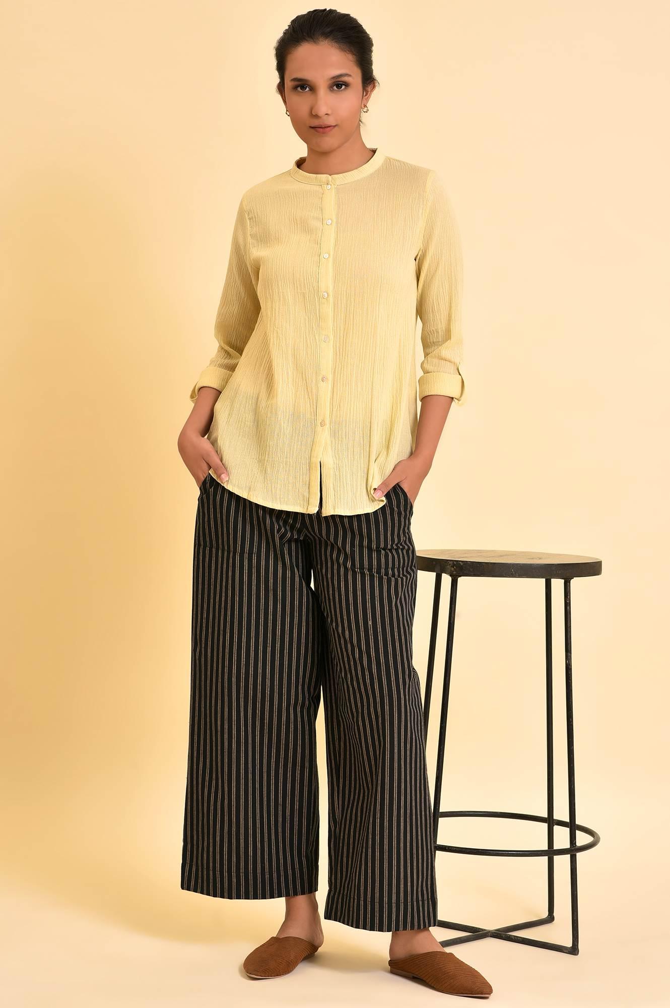 W for Woman Yellow Mandarin Collar Top