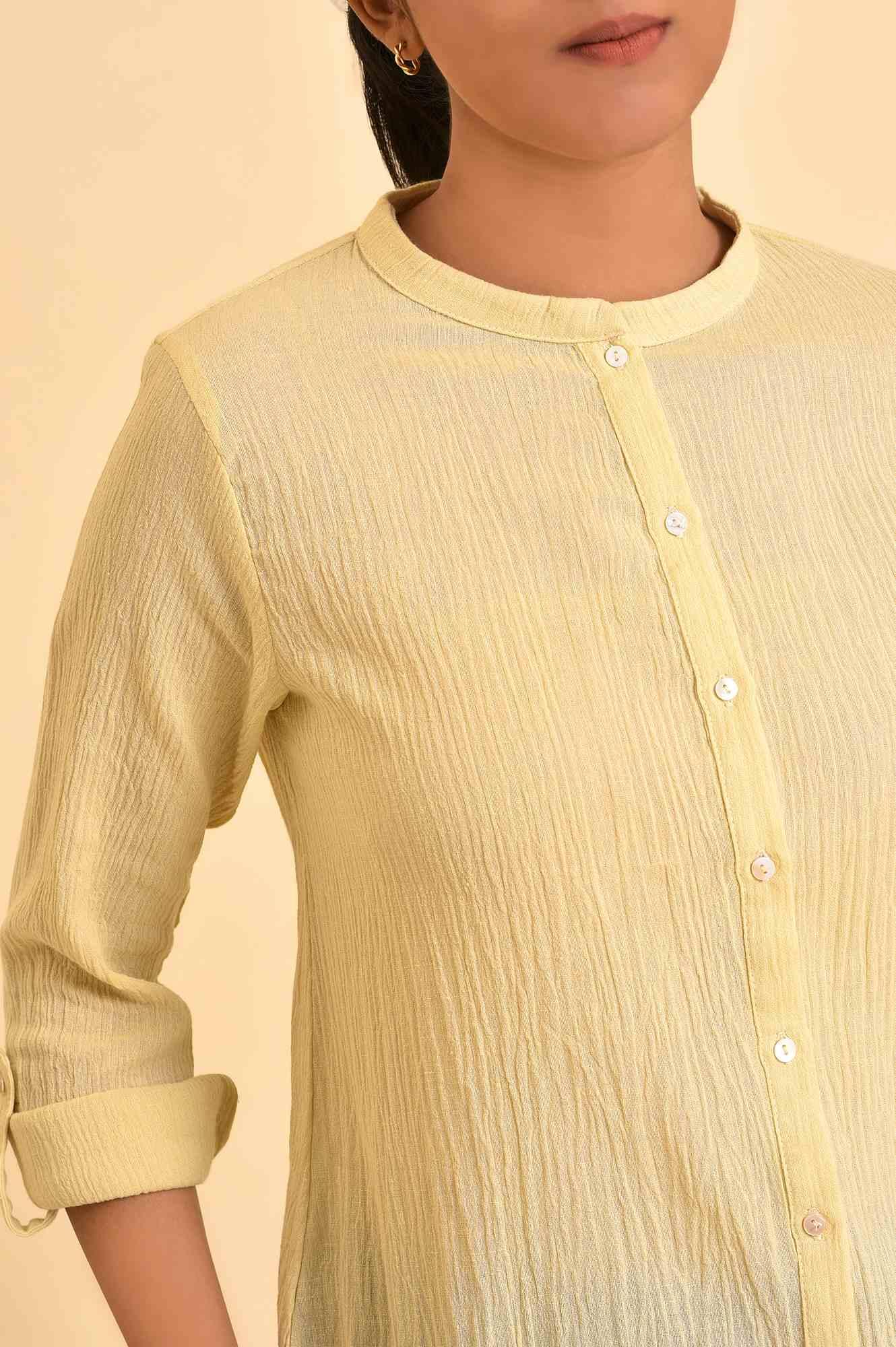 W for Woman Yellow Mandarin Collar Top