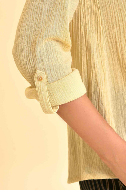 W for Woman Yellow Mandarin Collar Top