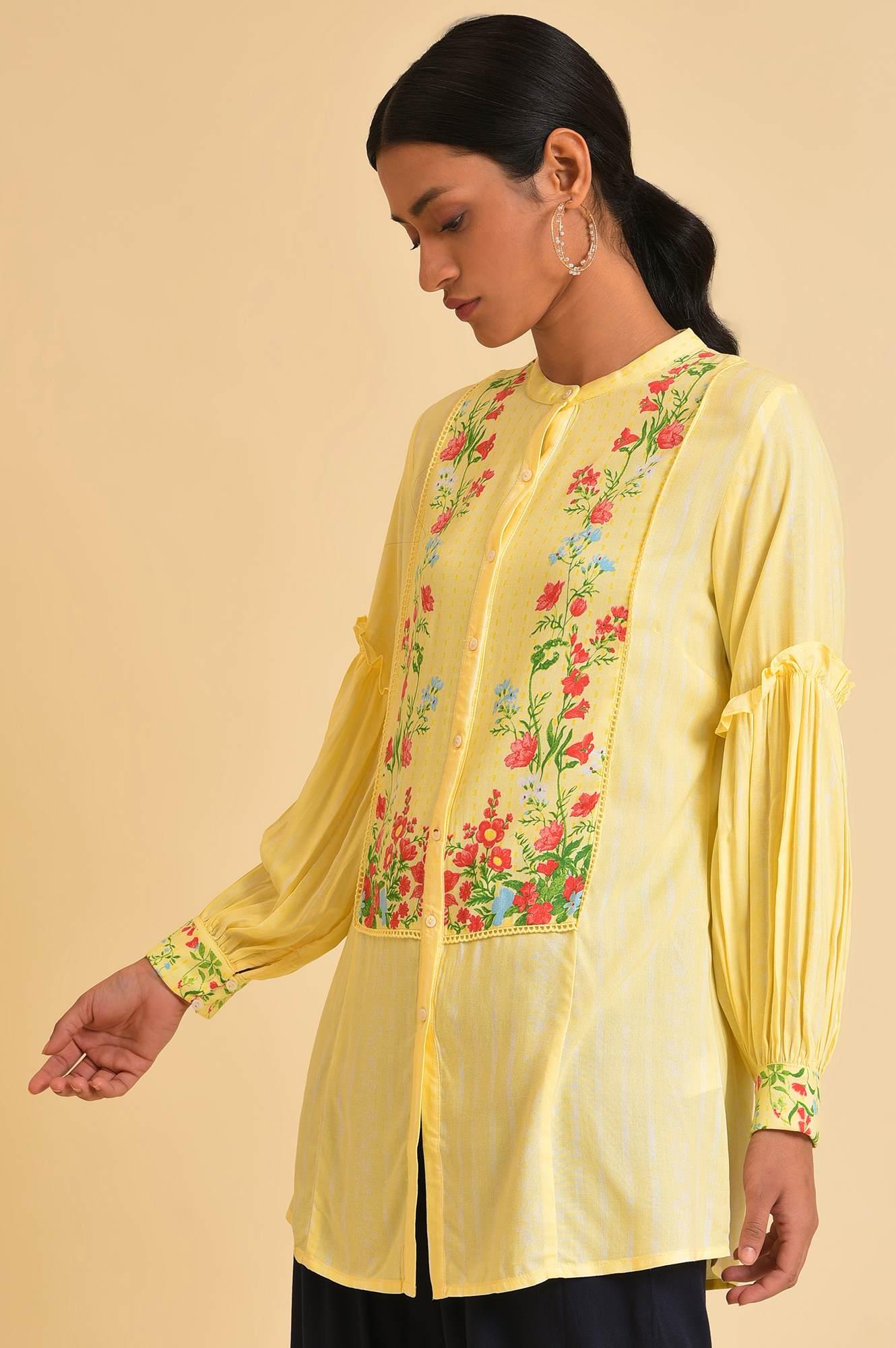 W for Woman Yellow Floral Printed Top