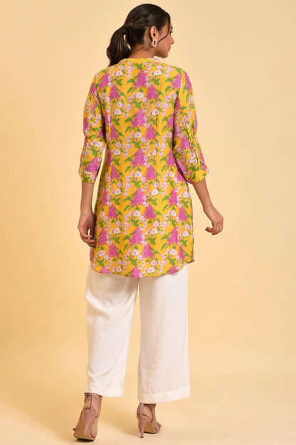 W for Woman Yellow Floral Printed Button Down Tunic
