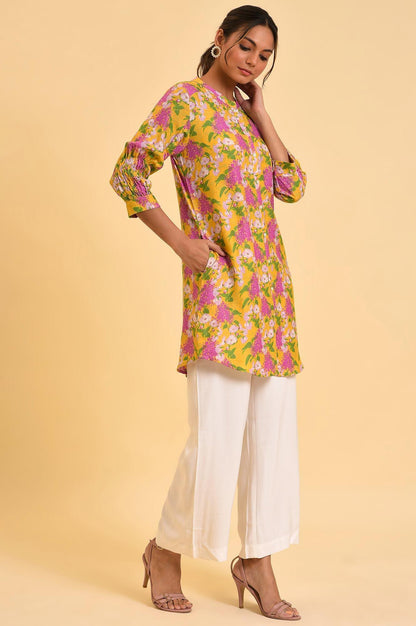 W for Woman Yellow Floral Printed Button Down Tunic
