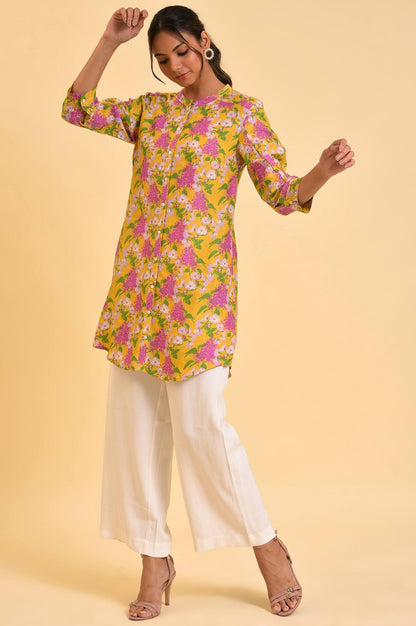 W for Woman Yellow Floral Printed Button Down Tunic