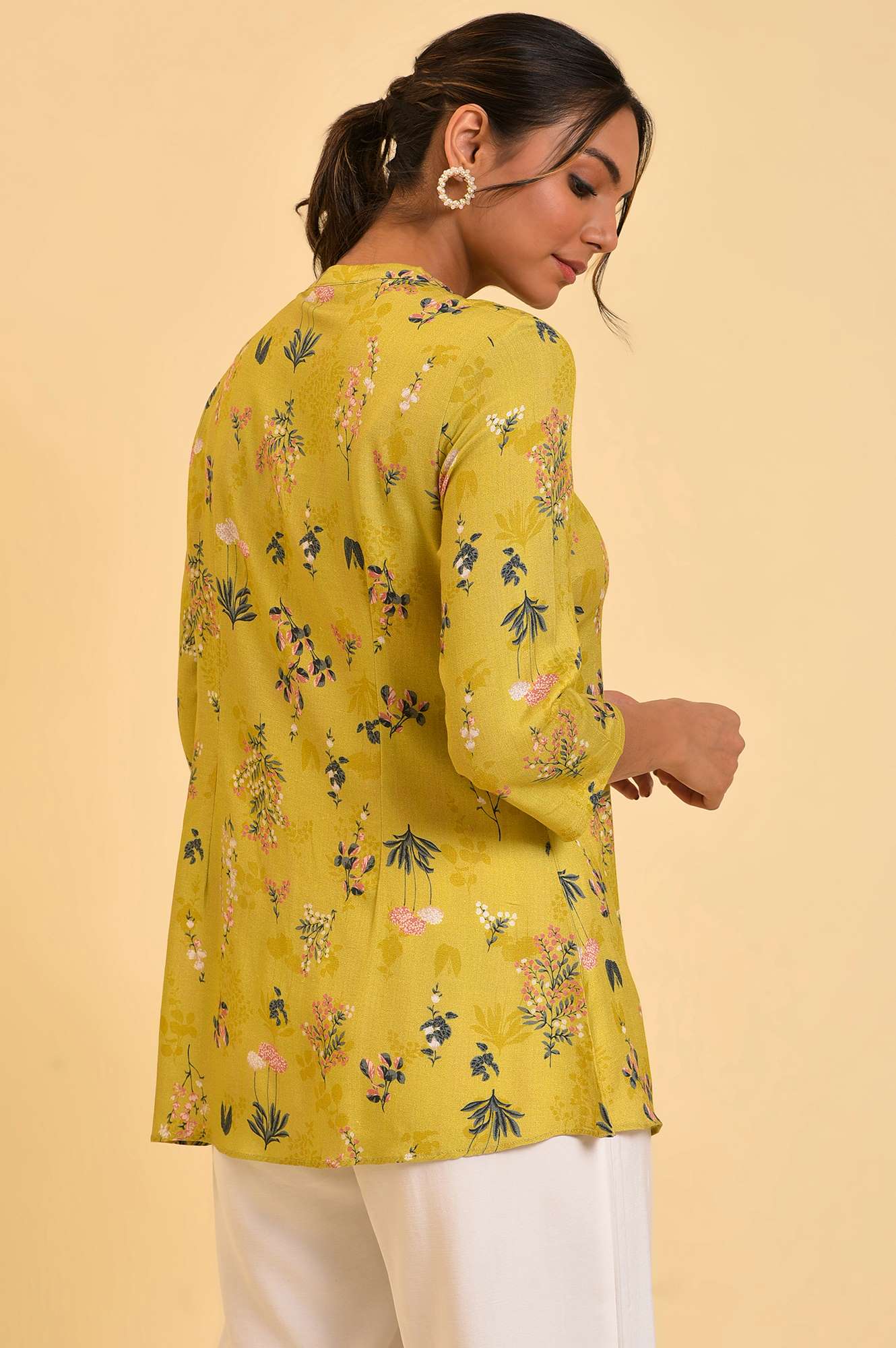 W for Woman Yellow Floral Straight Top