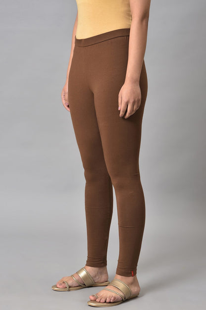 W for Woman Brown Cotton Jersey Tights