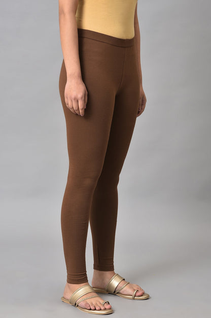 W for Woman Brown Cotton Jersey Tights