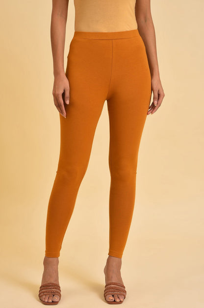 W for Woman Mustard Yellow Cotton Jersey Tights