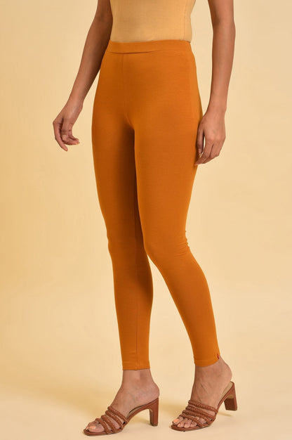 W for Woman Mustard Yellow Cotton Jersey Tights