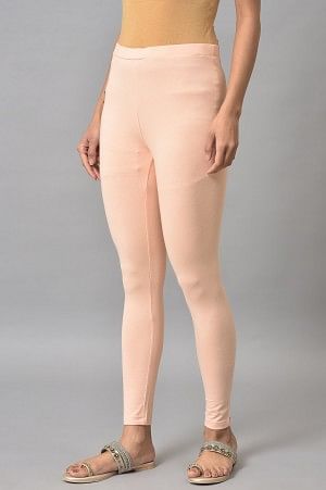 W for Woman Peach Cotton Jersey Tights