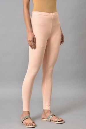 W for Woman Peach Cotton Jersey Tights